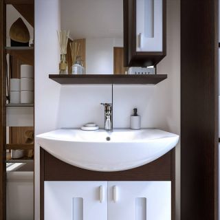 Зеркальный шкаф с подсветкой Бриклаер Бали 4627125411823 правый 62 см венге/белый